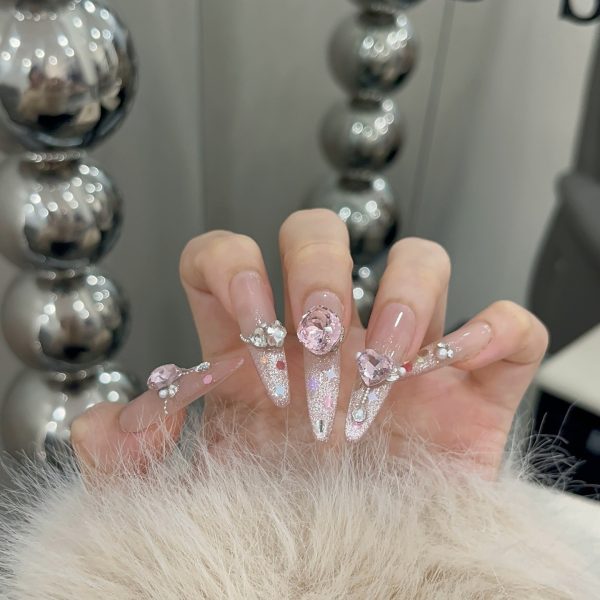 Pink Cat Eye K9 Handmade Armor Nails - Image 4