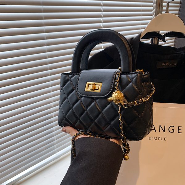 Chanel Style Diamond Embroidery Crossbody Bag - Image 3