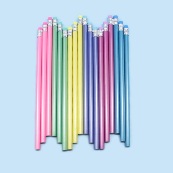 Pencil wholesale pearlescent HB triangle rod with rubber head